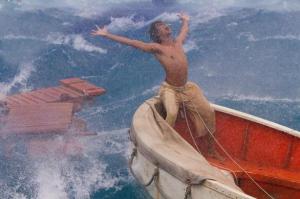 Pi (Suraj Sharma) braves the storm in Life of Pi