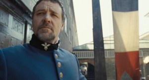 Obsessive lawman Javert (Russell Crowe) in Les Misérables