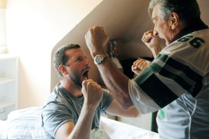 "Go Eagles!" Pat Jnr (Bradley Cooper) and Pat Snr (Robert De Niro) celebrate in Silver Linings Playbook