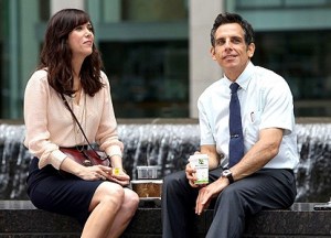 Walter (Ben Stiller) with the object of his affection, co-worker Cheryl (Kristen Wiig) in The Secret Life of Walter Mitty