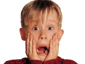 Macaulay Culkin doing what he does best - mock, shock face in Home Alone