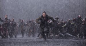 Noah's son Ham (Logan Lerman) runs for his life in Noah
