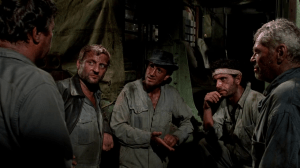 Mexican assassin Nilo (Francisco Rabal), Palestinian terrorist Kassem (Amidou), fraudulent French businessman Victor Manzon (Bruno Cremer) and New Jersey gangster Jackie Scanlon (Roy Schneider) weigh up their options in Sorcerer