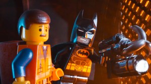 Batman (Will Arnett) prepares to "wing it" with Emmet (Chris Pratt) in The Lego Movie