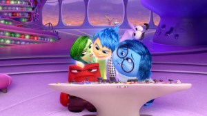 You're in my head! oy (Amy Poehler), Sadness (Phyllis Smith), Anger (Lewis Black), Mindy Kaling (Disgust) and Fear (Bill Hader) in Inside Out