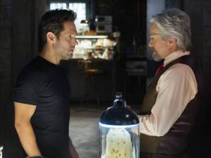 The Ant-Man mantle is passed from Hank Pym (Michael Douglas) to Scott Lang (Paul Rudd) in Ant-Man