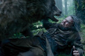 Hugh Glass (Leonardo DiCaprio) goes mano v mano against a grizzly in The Revenant